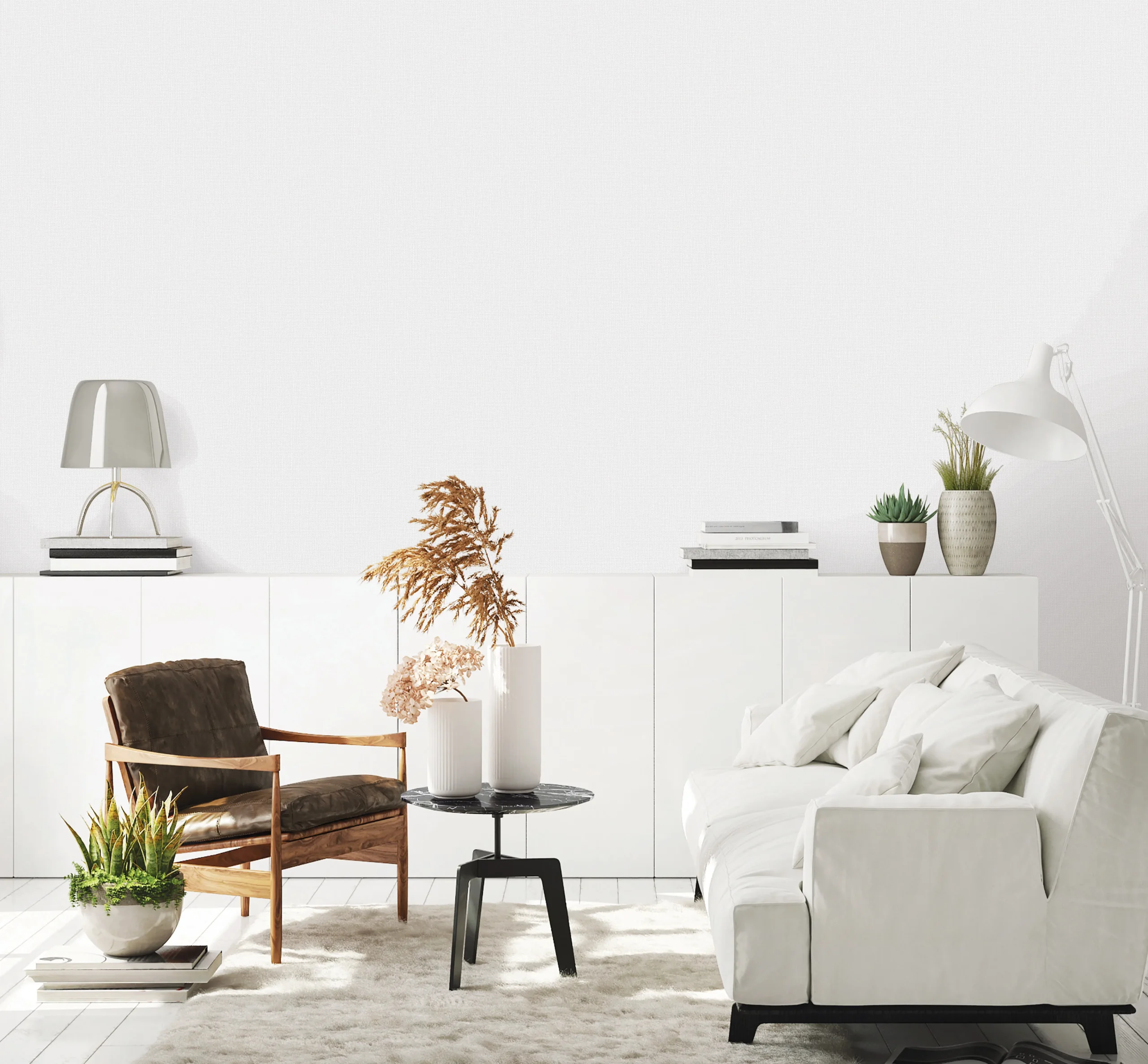 White Embossed Wallpaper – Glittering Neutral (24203-1)